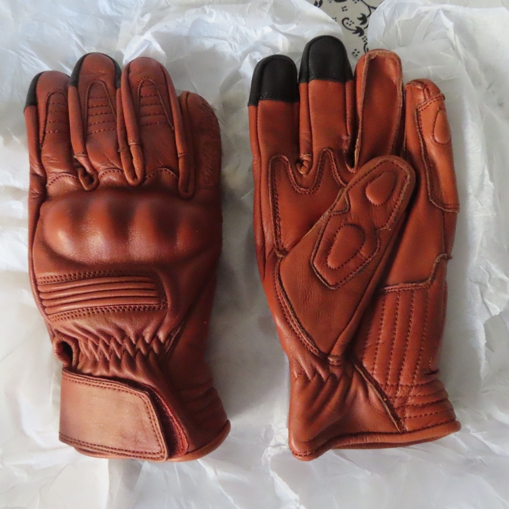 indie ridge THE GOLDEN GLOVE - half gauntlet MOTORCYCLE GLOVES Small MSRP $85.00